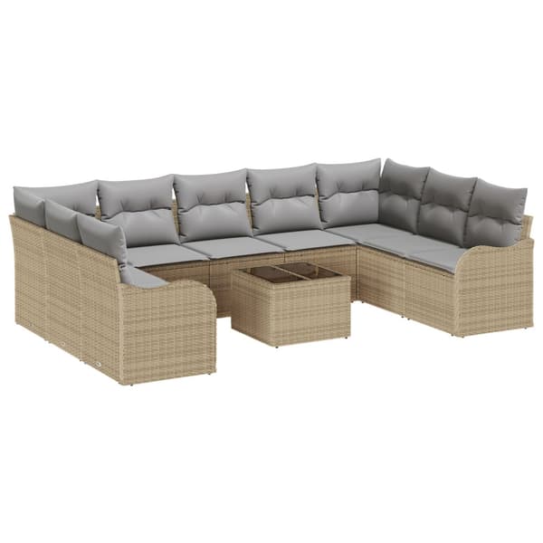 Trädgårdsoffset 10 pcs Beige konstrotting
