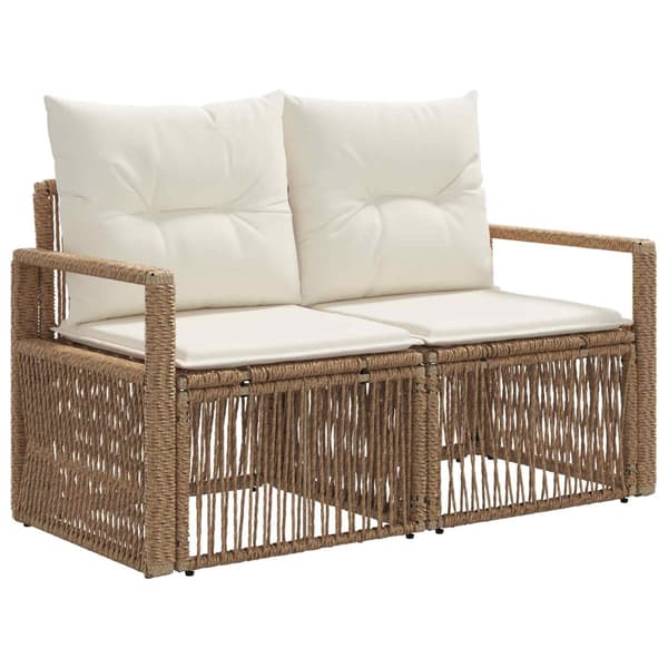 Trädgårdsoffset 6 pcs Beige konstrotting