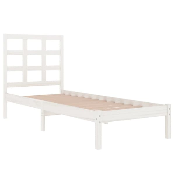 Sängram vit massivt trä 90x200 cm