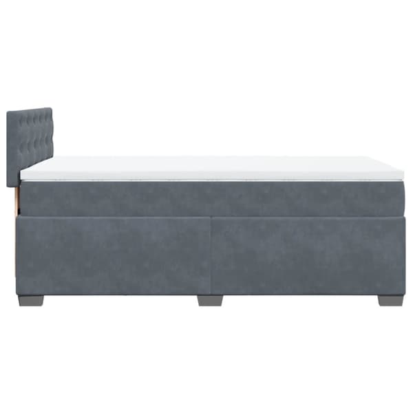 Ramsäng med madrass mörkgrå 100x200 cm sammet