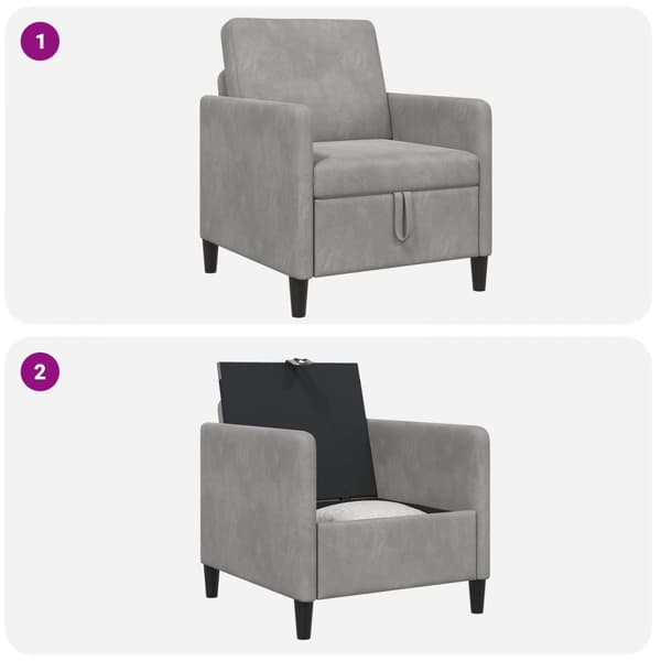 Soffa med förvaring Ljusgrå 72 x 78 x 87 cm Polyester