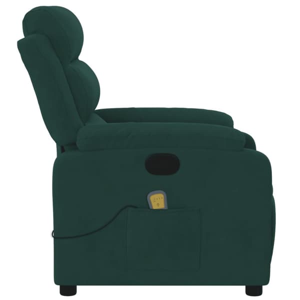 Massagefåtölj mörkgrön sammet
