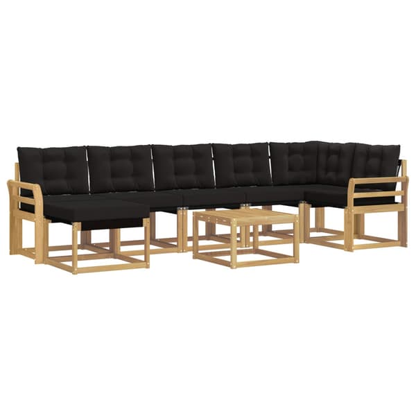 Utomhussoffset med kudde 8 pcs Vit och svart
