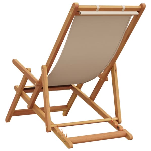 Hopfällbara solstolar 2 st beige tyg och massivt trä