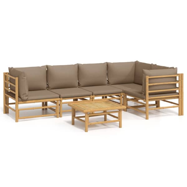 Loungegrupp 6 delar taupe dynor bambu
