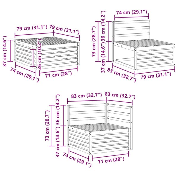 Utomhussoffset 8 pcs Naturlig