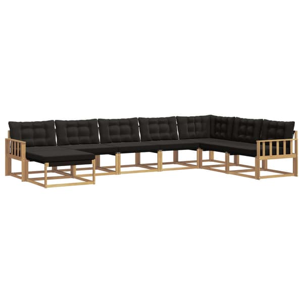 Utomhussoffset med kudde 8 pcs Vit och svart
