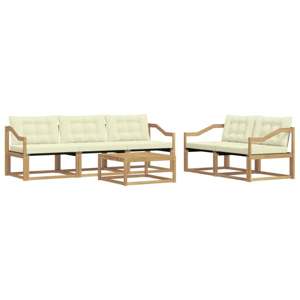 Utomhussoffset 6 pcs Vit och grädde 79 x 79 x 37 cm