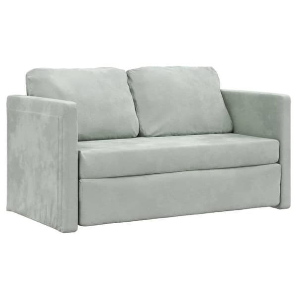 Golvbäddsoffa 2-i-1 Ljusgrå 122x204x55 cm sammet