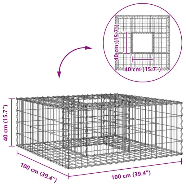 Gabion upphöjd säng Silver