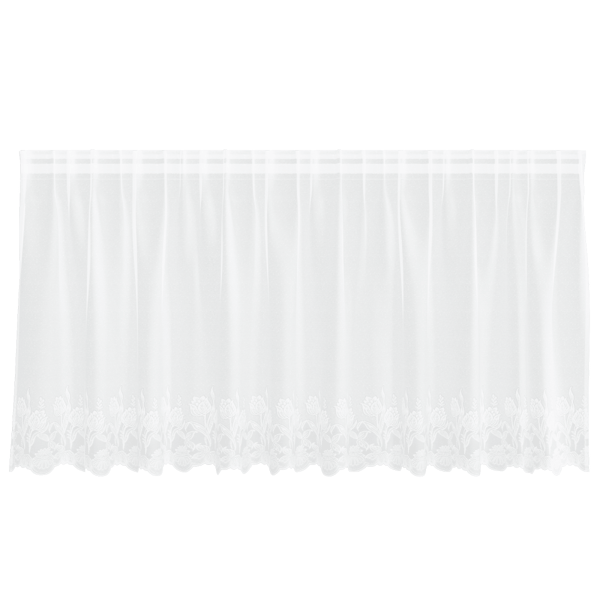Spetsgardin med gardiner Blommor Vit 100 x 300 cm Polyester
