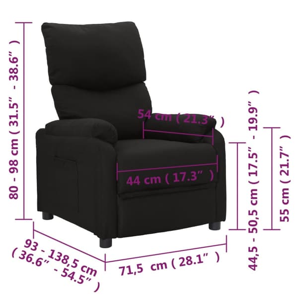 Reclinerfåtölj svart tyg