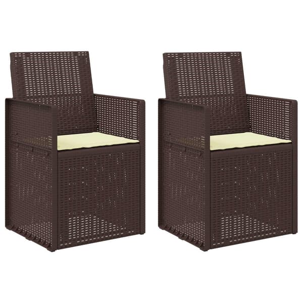 Trädgårdsmatstolar 2 pcs Brun och gräddvit PP