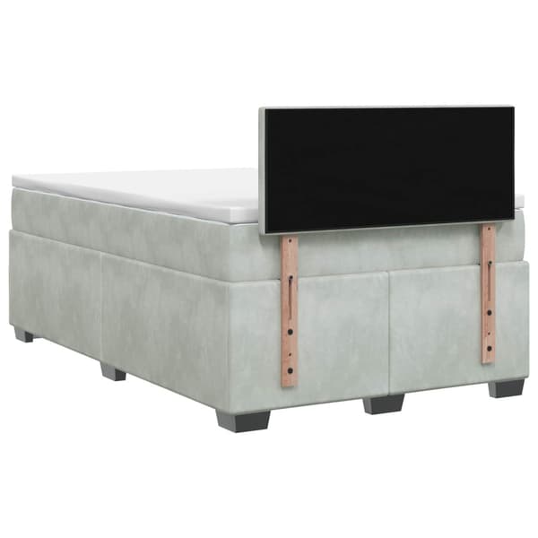Boxspring säng med madrass och LED Ljusgrå 120 x 200 cm Sammet