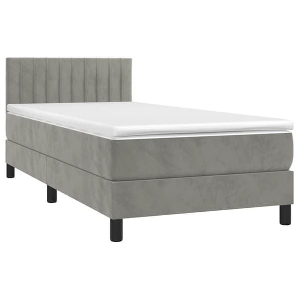 Ramsäng med madrass ljusgrå 100x200 cm sammet