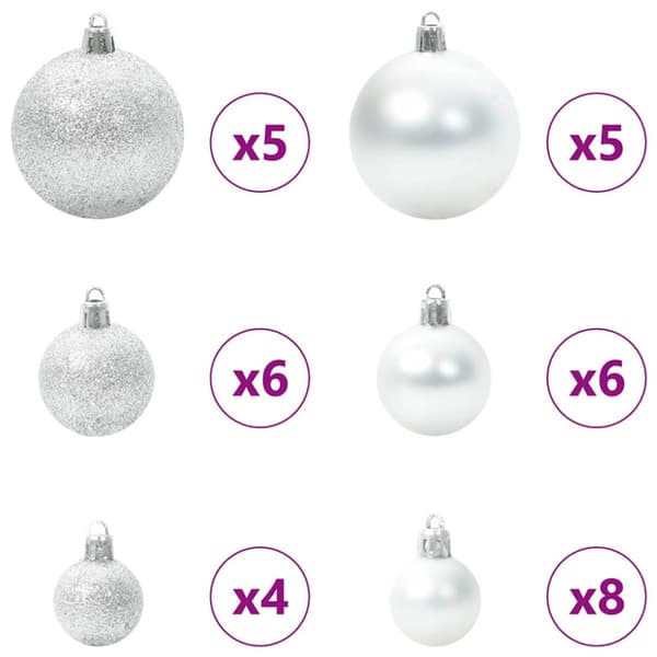 Julprydnad Set med 150 LED-lampor 61 pcs Silver Plast