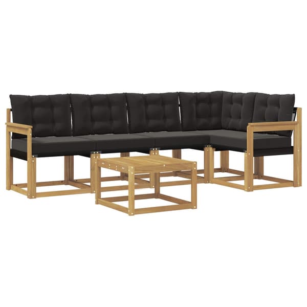 Utomhussoffset med kudde 6 pcs Vit och svart