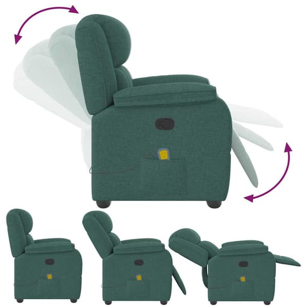 Massagefåtölj mörkgrön tyg