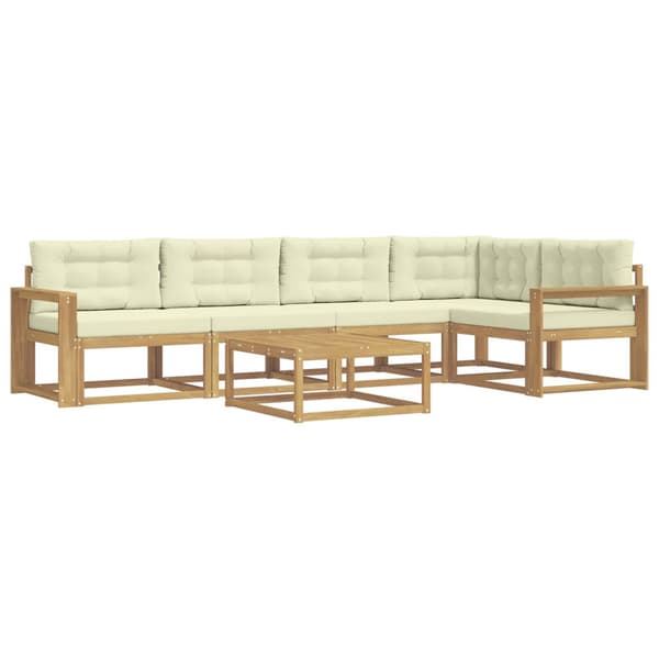 Utomhussoffset 6 pcs Vit och grädde 79 x 79 x 37 cm Polyester