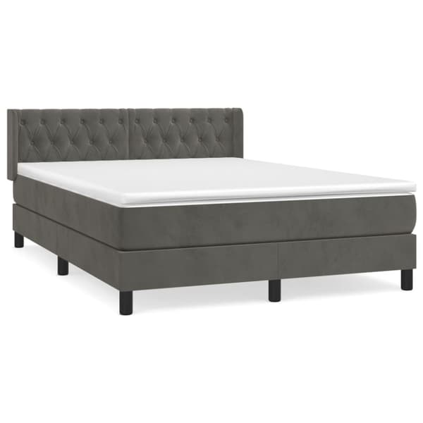 Ramsäng med madrass mörkgrå 140x190 cm sammet