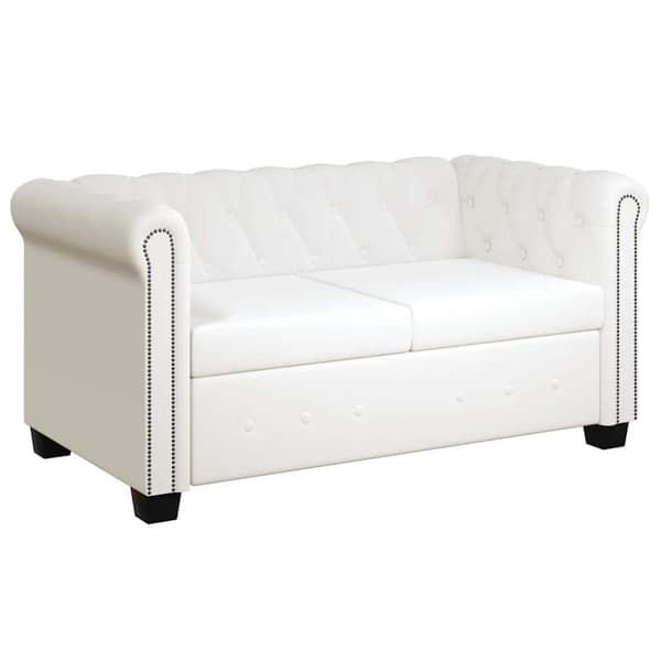 Chesterfield 2-sits och 3-sits konstläder vit