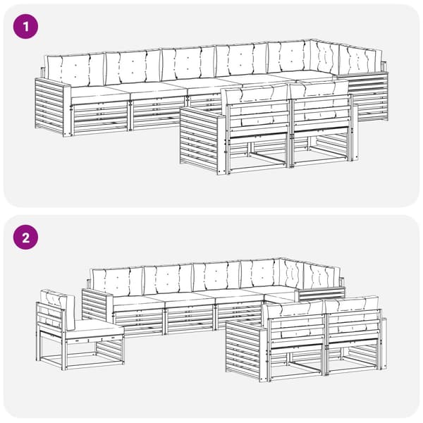 Utomhussoffset 8 pcs Vit och grädde 410 x 172,5 x 73 cm