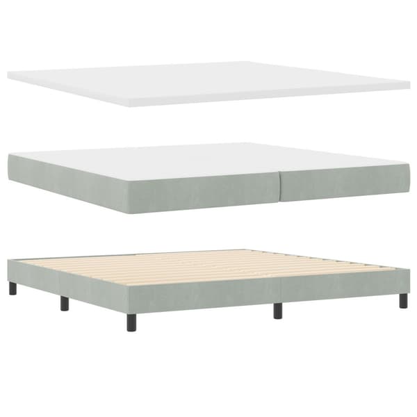 Bäddfjäder med madrass Ljusgrå 200 x 200 cm Sammet