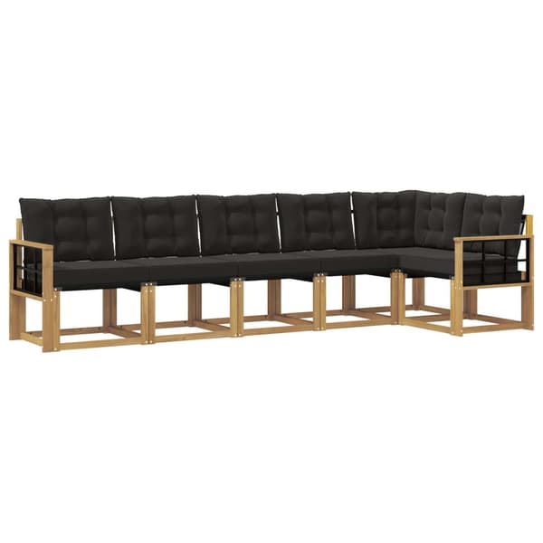 Utomhussoffset med kudde 6 pcs Vit och svart