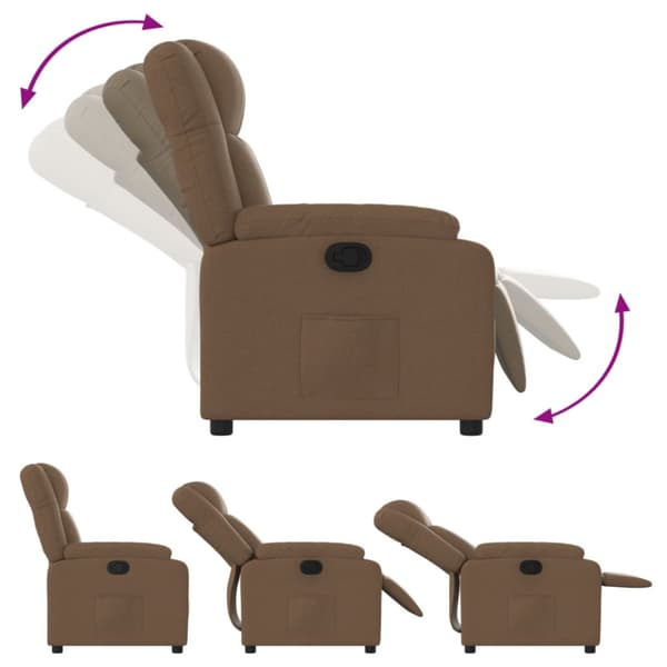 Reclinerfåtölj brun tyg