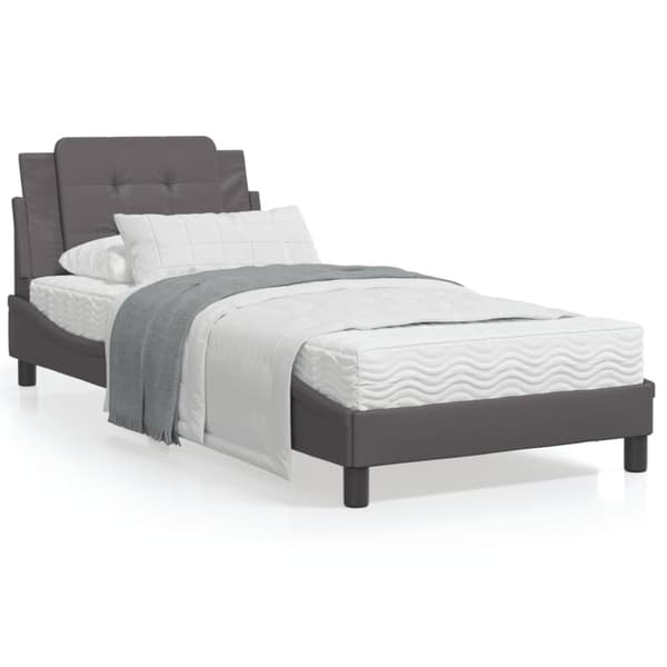Bed Frame with LED without Mattress "Zadar" Grey 100x200 cm