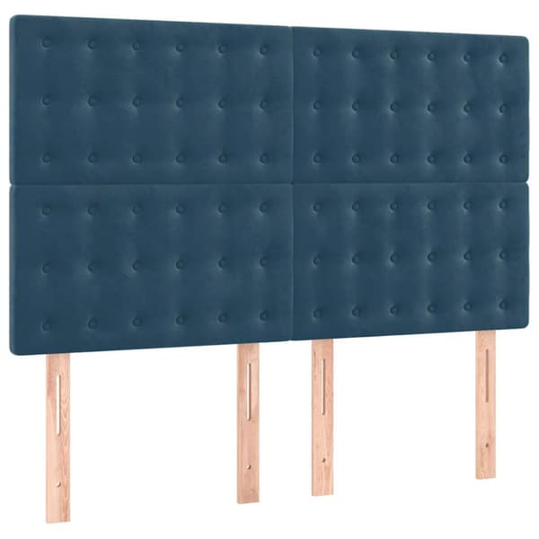 Ramsäng med madrass mörkblå 140x200 cm sammet