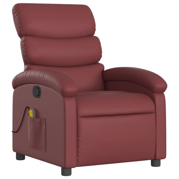 Massagefåtölj vinröd konstläder