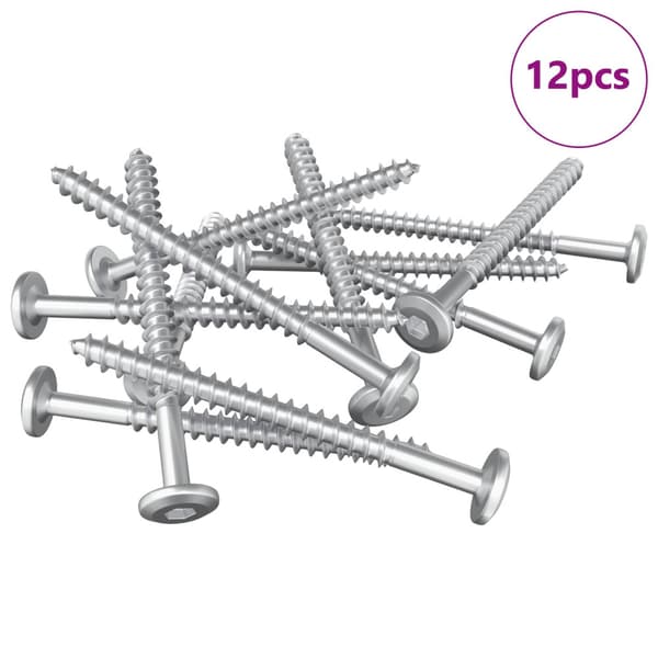 Träskruvar 12 pcs Silver M6 x 70 mm Stål