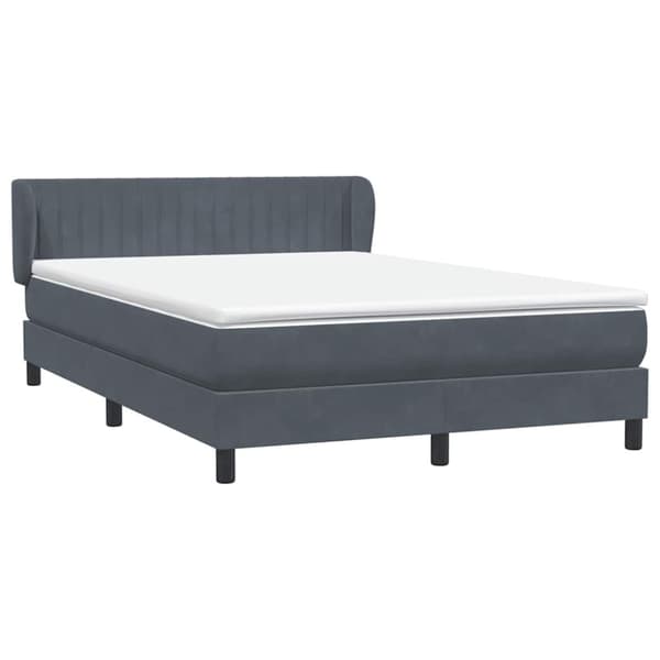 Ramsäng med madrass mörkgrå 160x210 cm sammet