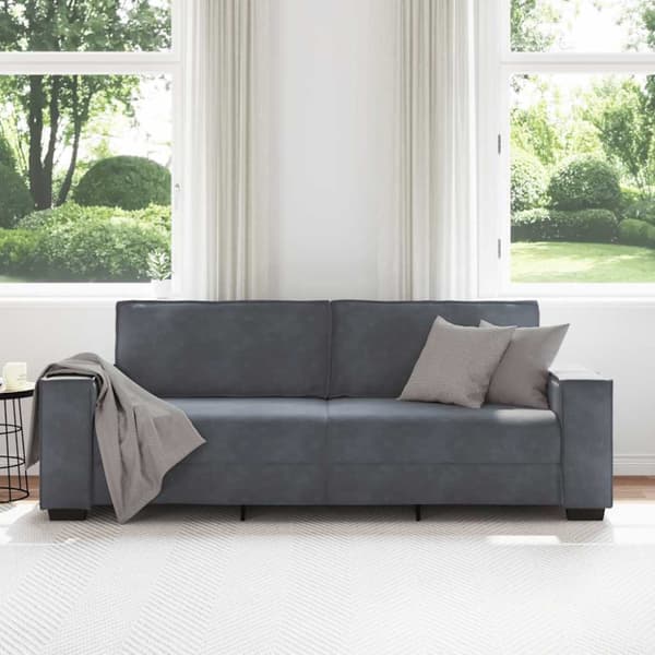 3-sitssoffa mörkgrå 220x78x84 cm sammet