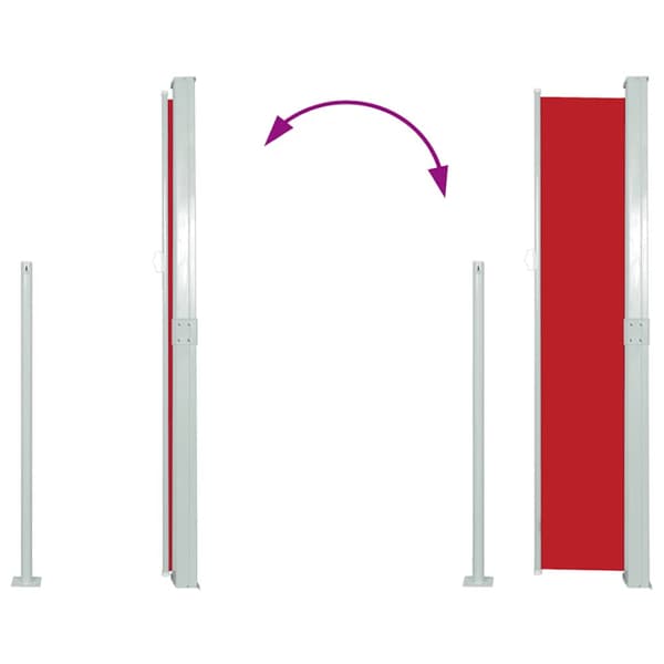 Infällbar sidomarkis 170x300 cm röd