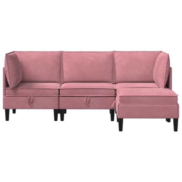 Möbelset för vardagsrummet med kudde 4 pcs Rosa Sammet