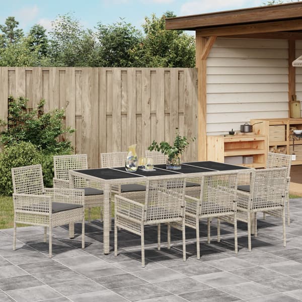 Trädgårdsmöbelset 9 pcs Ljusgrå konstrotting