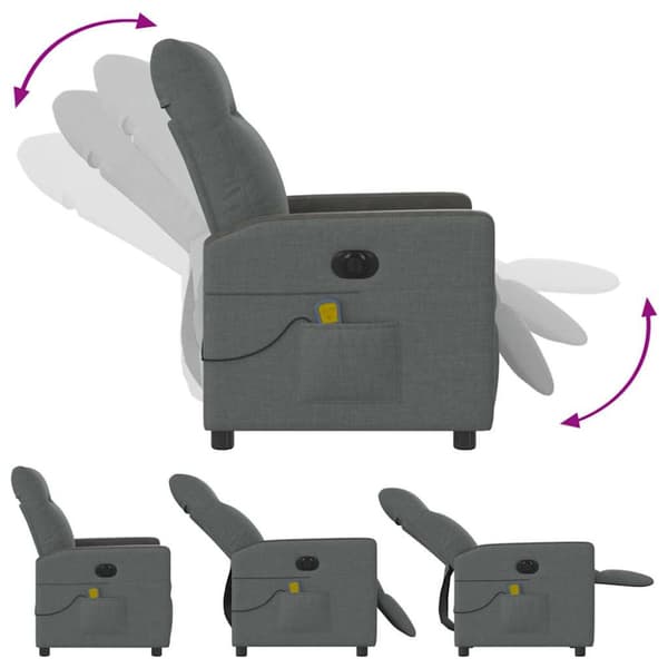Elektrisk massagefåtölj mörkgrå tyg