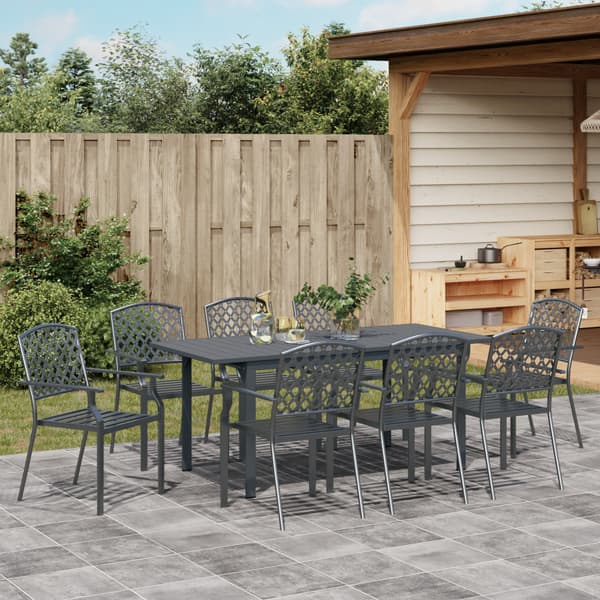 Trädgårdsmöbelset 9 pcs Antracit Pulverlackerad stål