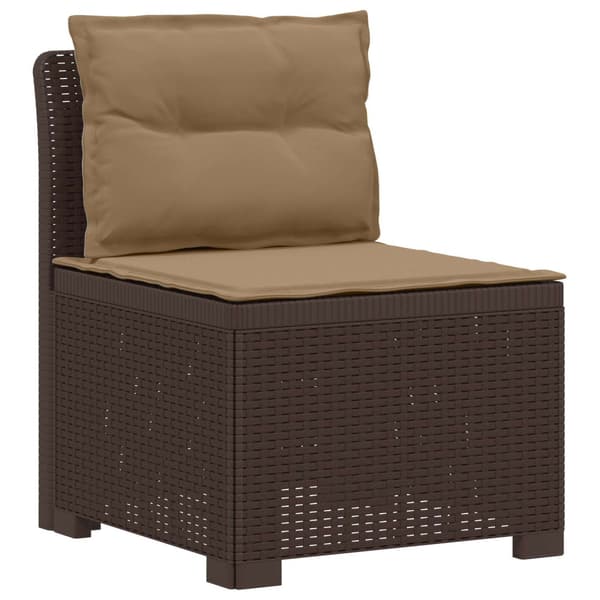4-sits Trädgårdsoffa med Kuddar Rattan Look PP Brun