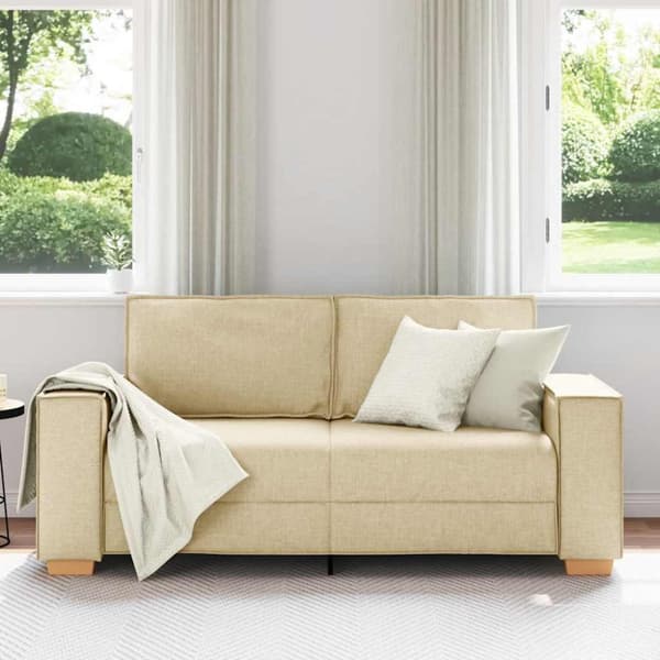 2-sitssoffa krämfärgad 180x78x84 cm tyg