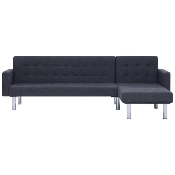 L-formad bäddsoffa mörkgrå polyester