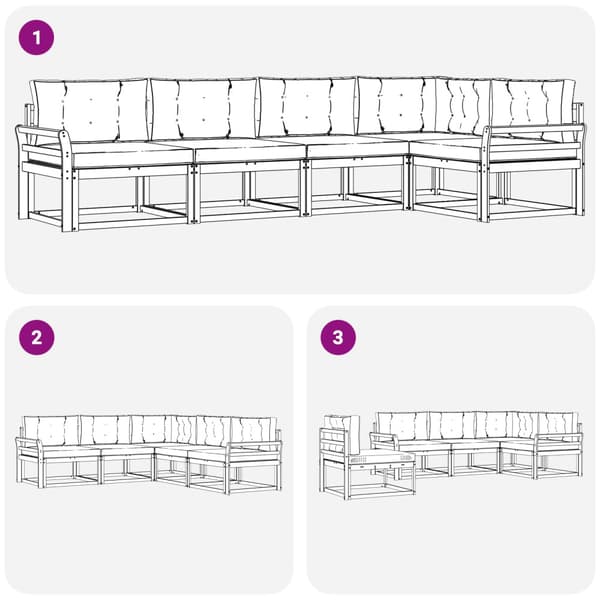 Utomhussoffset med kudde 4 pcs Vit och antracit Polyester