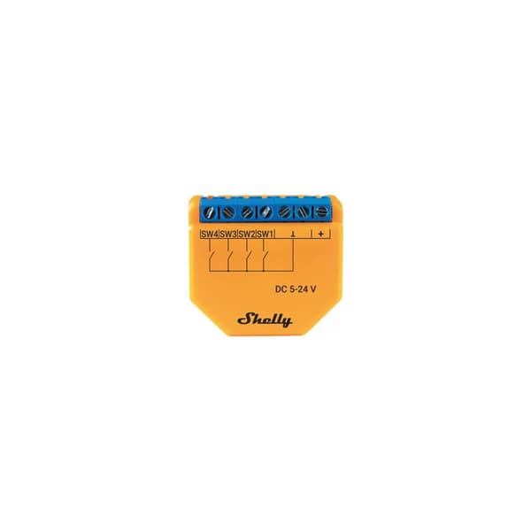 Shelly Plus i4 DC - reläkontroll - 802.11b/g/n, Bluetooth 5.2