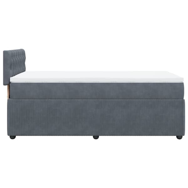 Ramsäng med madrass mörkgrå 100x200 cm sammet