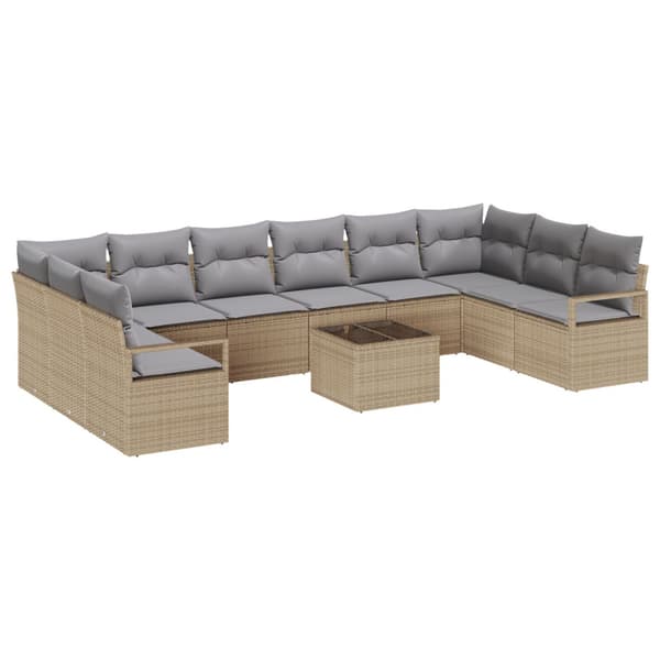 Soffset med kudde 11 pcs Beige konstrotting