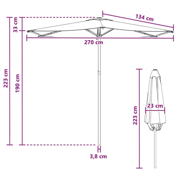 Trädgårdsparasol 270 x 270 cm Polyester Rektangulär Svart