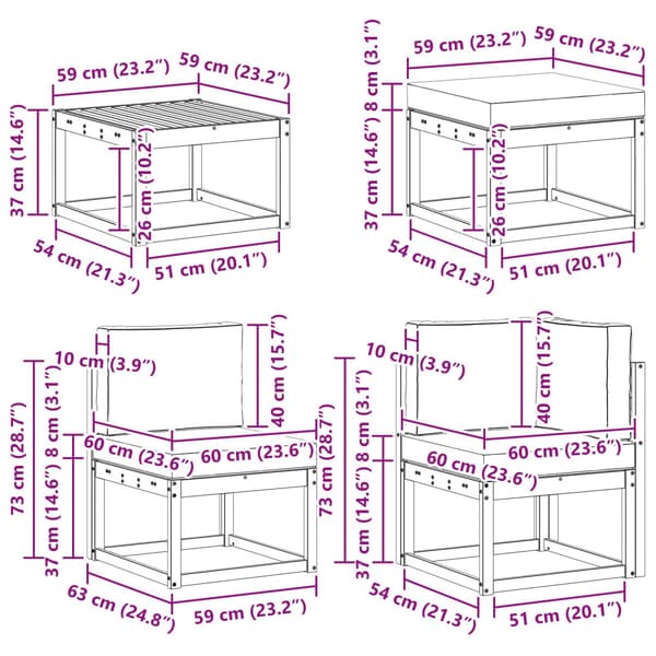 Utomhussoffset med kudde 8 pcs Vit och antracit Polyester