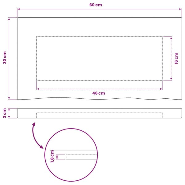 Rektangulärt Bordsskiva 90 x 50 x 3,5 cm Rektangulär Vit